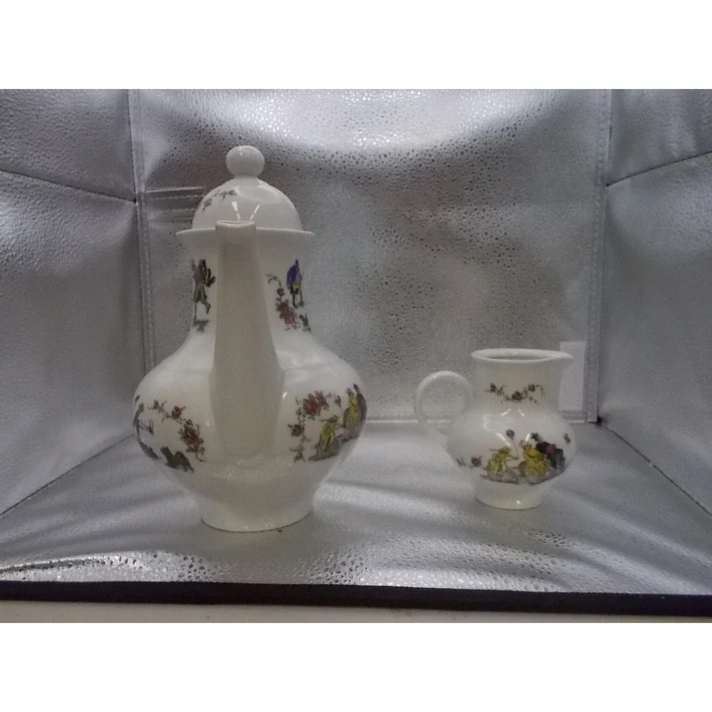 Vintage JLmenau Graf von Henneberg Porcelain Coffee Pot Creamer Cycling Set
